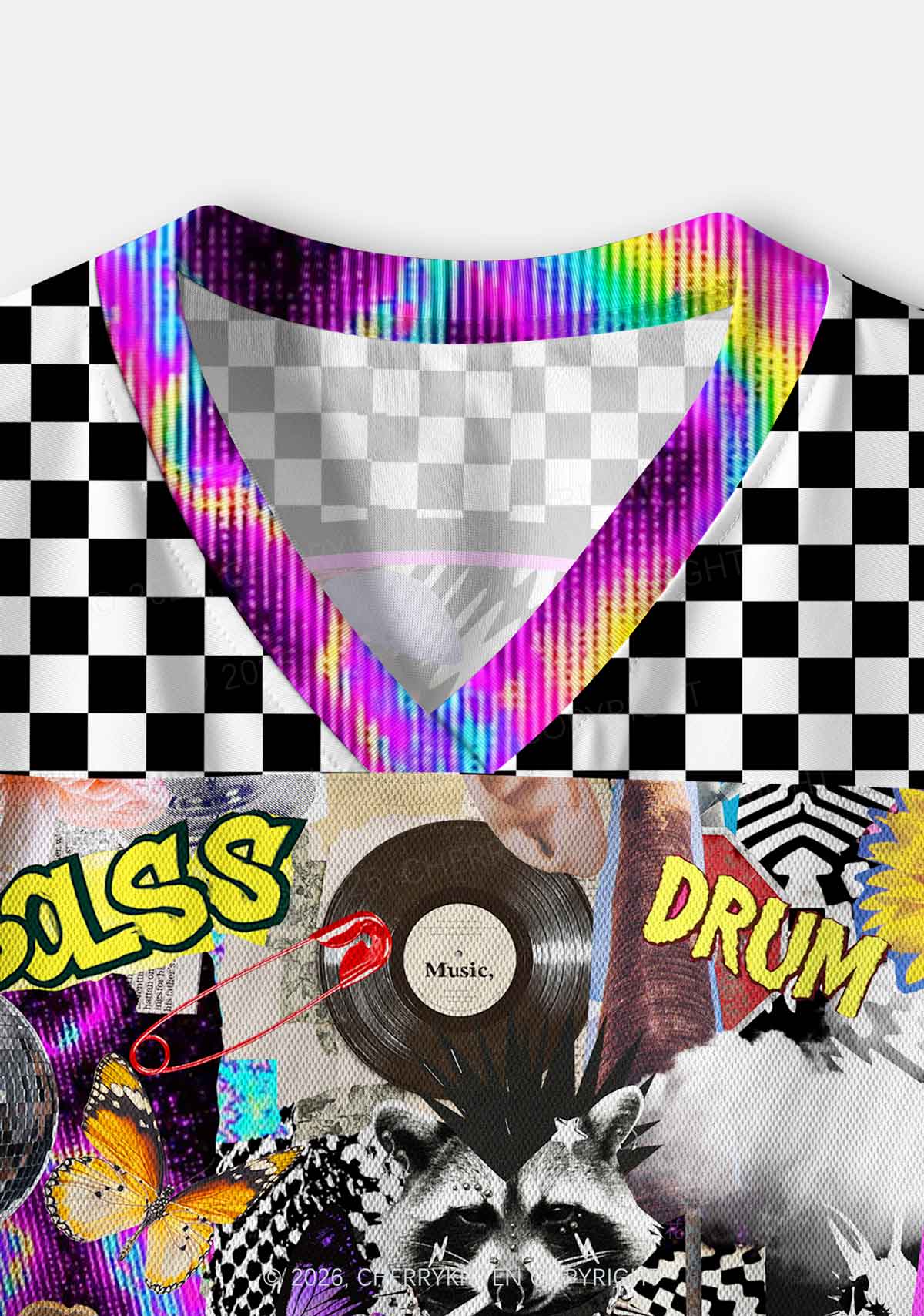 Bass And Drum Collage Y2K Crop Sport Jersey Shirts Cherrykitten