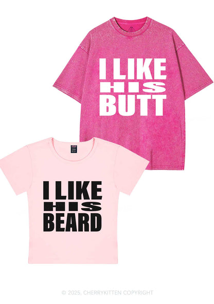 I Like His Beard Y2K Valentine's Day Couple Shirt Cherrykitten