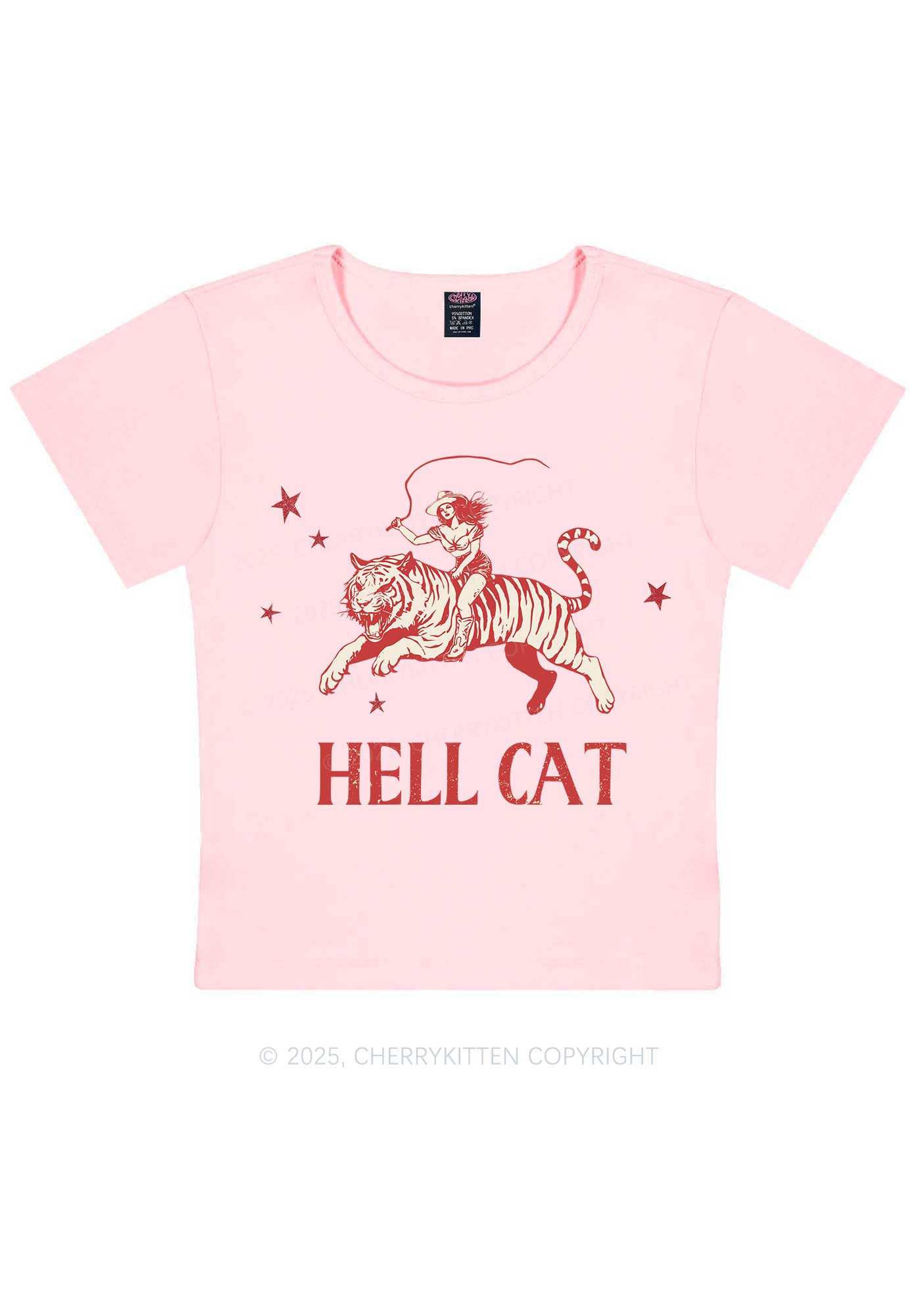 Cowgirl Hell Cat Y2K Baby Tee Cherrykitten