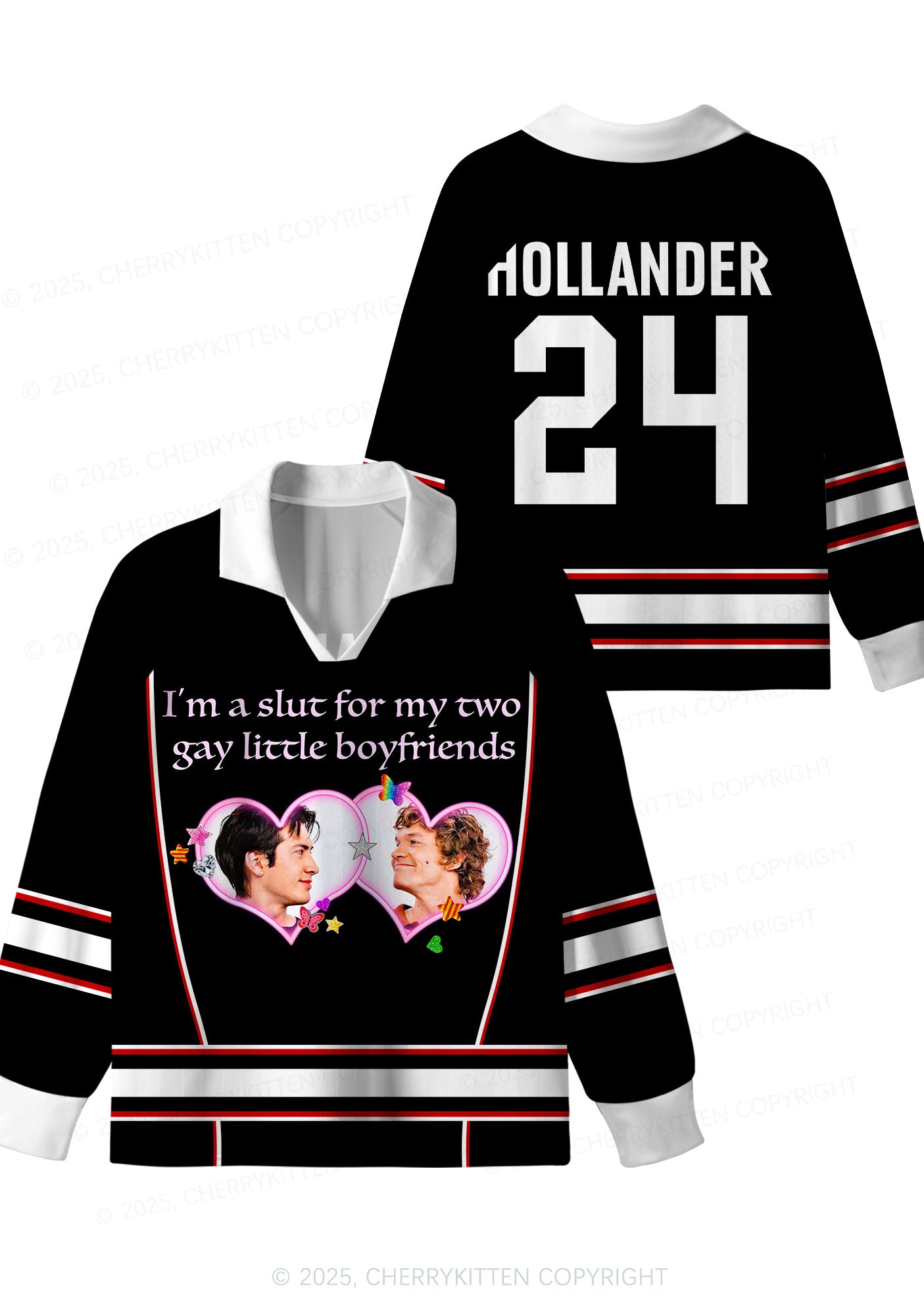 Black Slxt For My Gay BF HR Y2K Long Sleeve Sport Jersey Shirts Cherrykitten