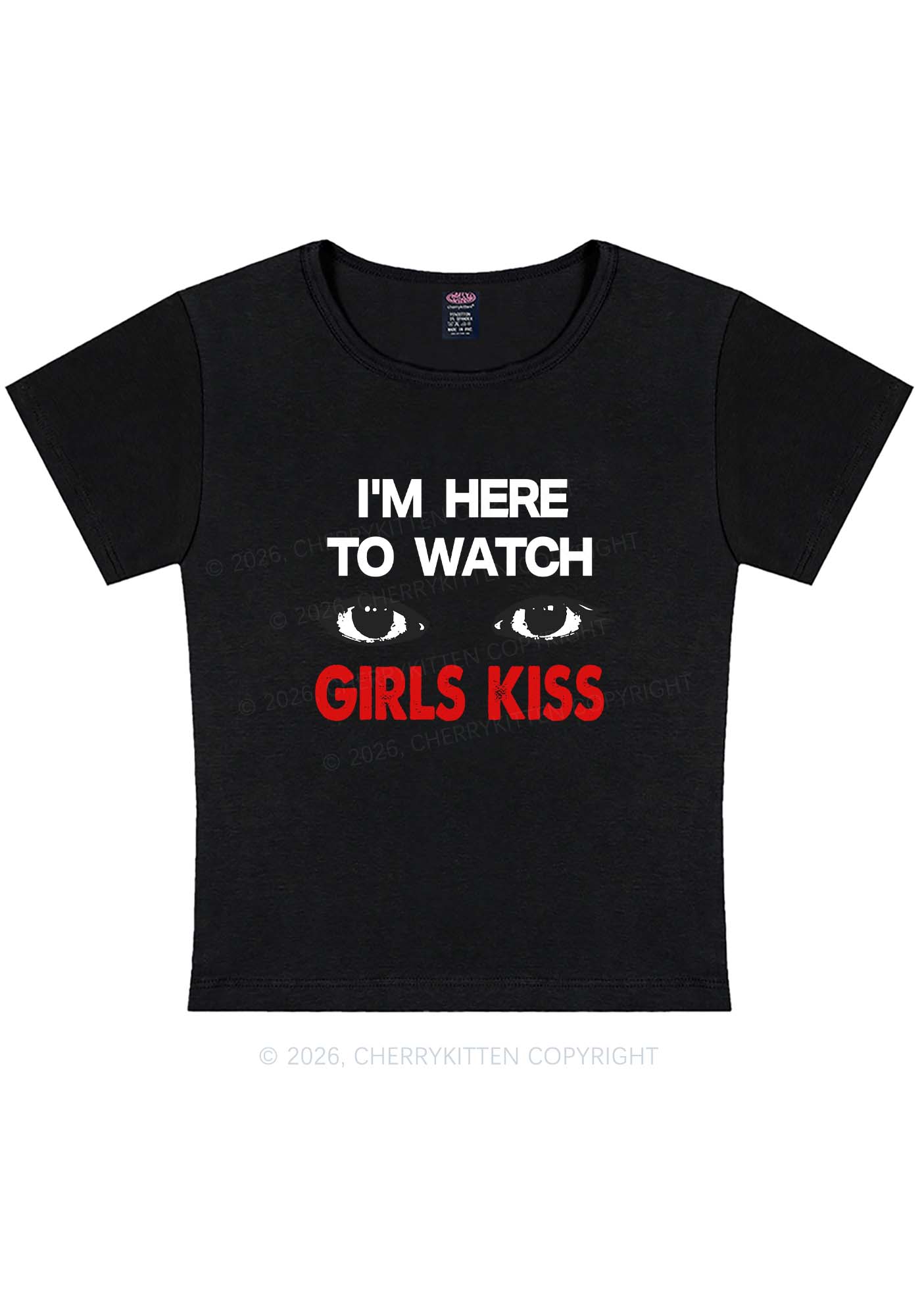 Im Here To Watch Girls Kiss Pride Y2K Baby Tee Cherrykitten