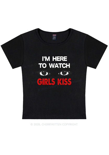 Im Here To Watch Girls Kiss Pride Y2K Baby Tee Cherrykitten