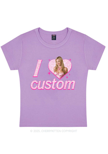 Custom I Love Photo Y2K Baby Tee Cherrykitten