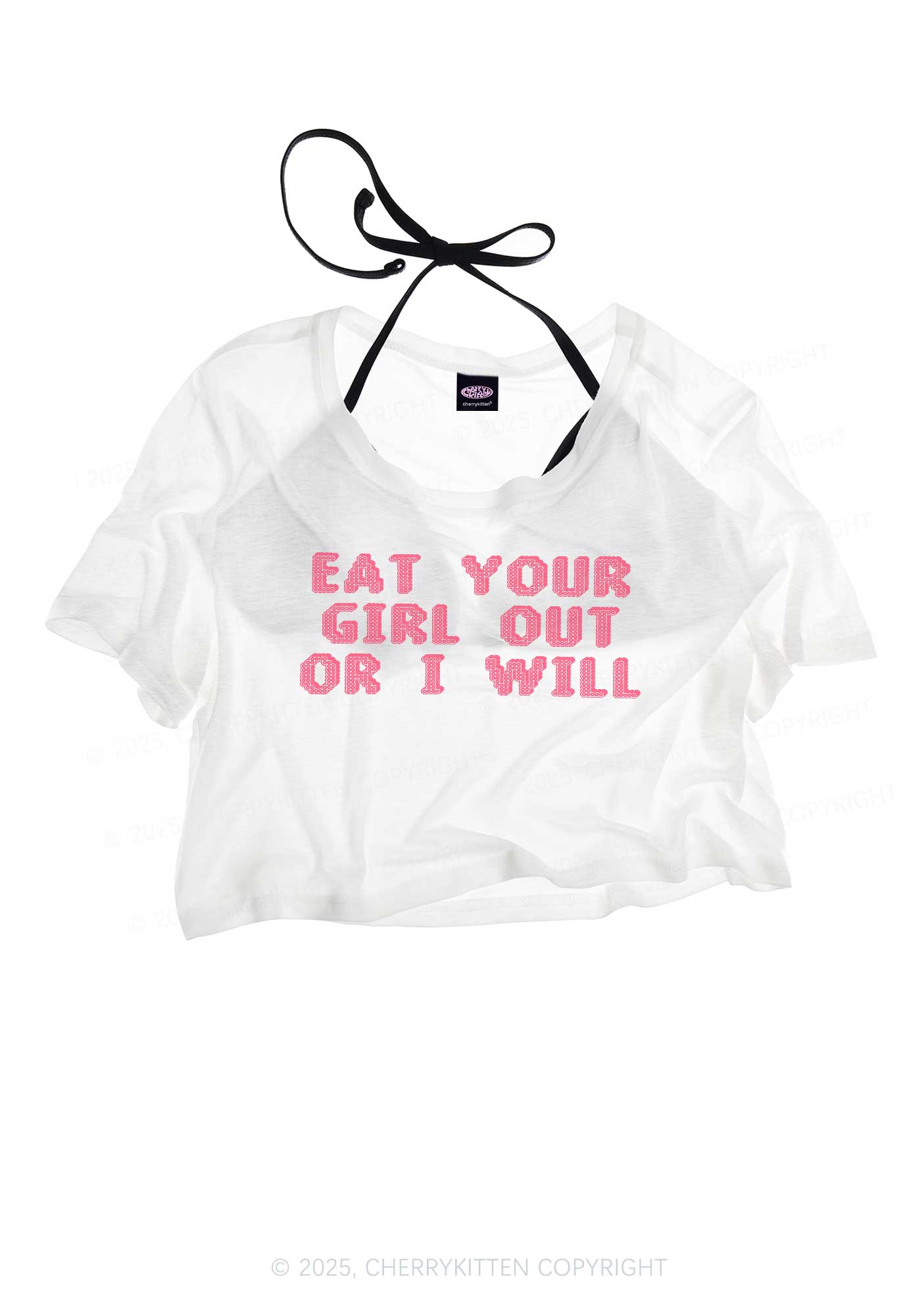 Eat Your Girl Out Pride Y2K Sheer Crop Tee Cherrykitten