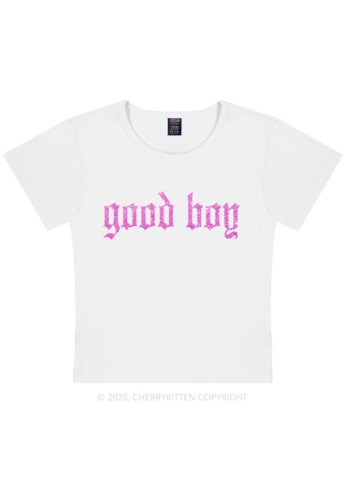 Glitter Good Boy Y2K Baby Tee Cherrykitten