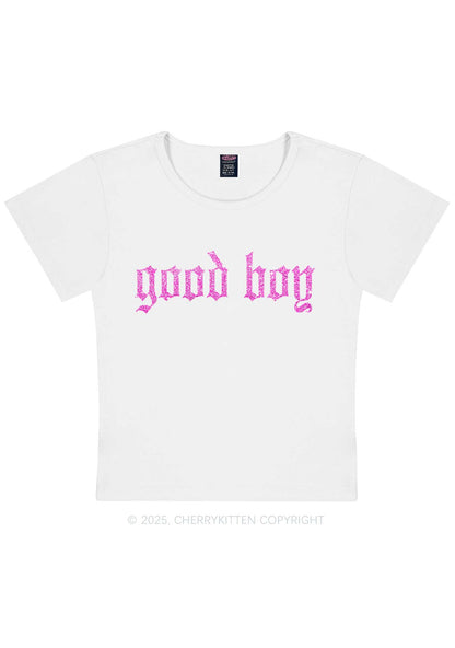 Glitter Good Boy Y2K Baby Tee Cherrykitten