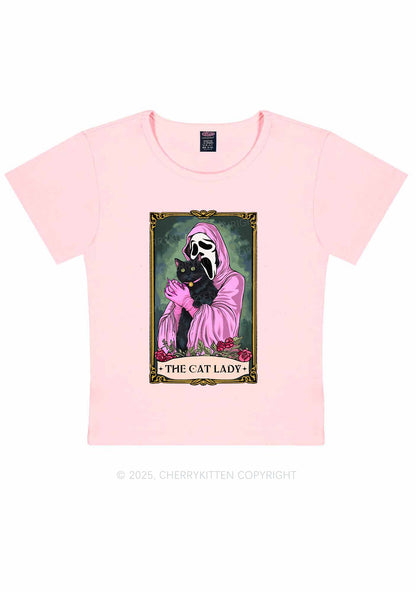 Halloween The Skull Cat Lady Y2K Baby Tee Cherrykitten