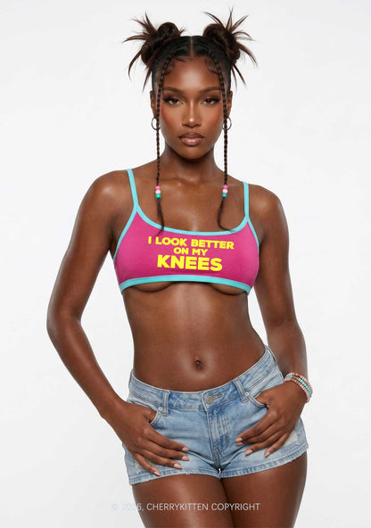I Look Better On My Knees Y2K Super Crop Cami Cherrykitten