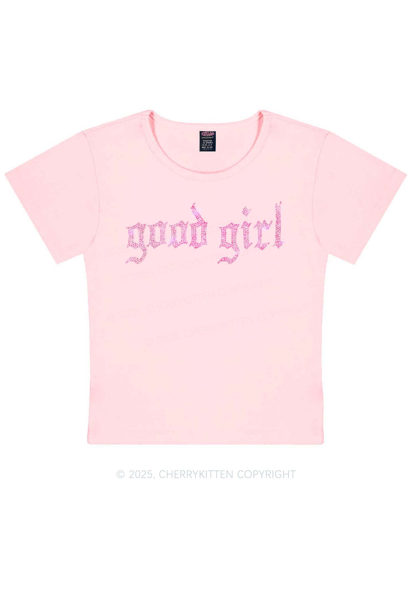 Rhinestone Good Girl Y2K Baby Tee Cherrykitten