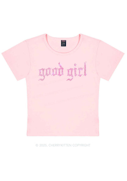 Rhinestone Good Girl Y2K Baby Tee Cherrykitten