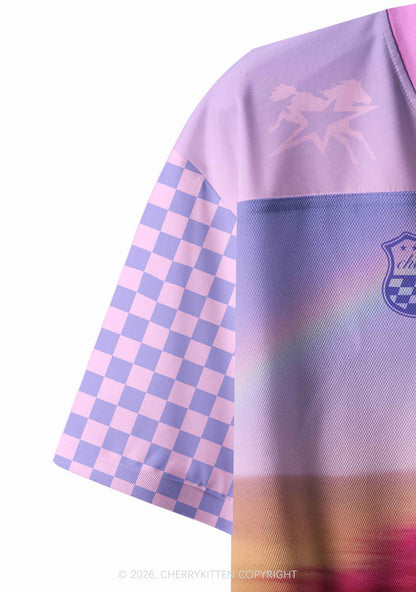Red Horse Hoe Y2K Crop Sport Jersey Shirts Cherrykitten