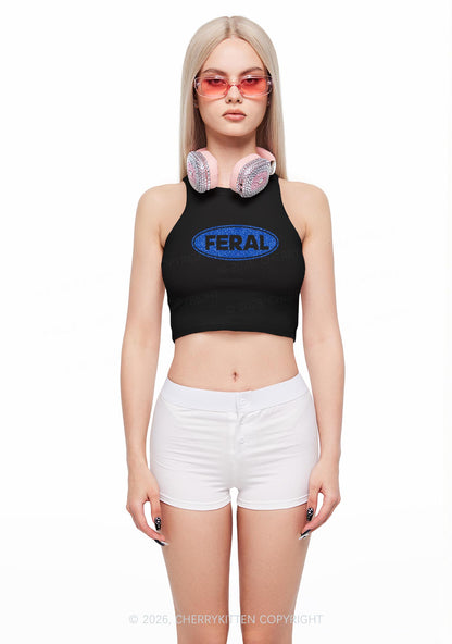 Glitter Feral Y2K Crop Tank Top Cherrykitten