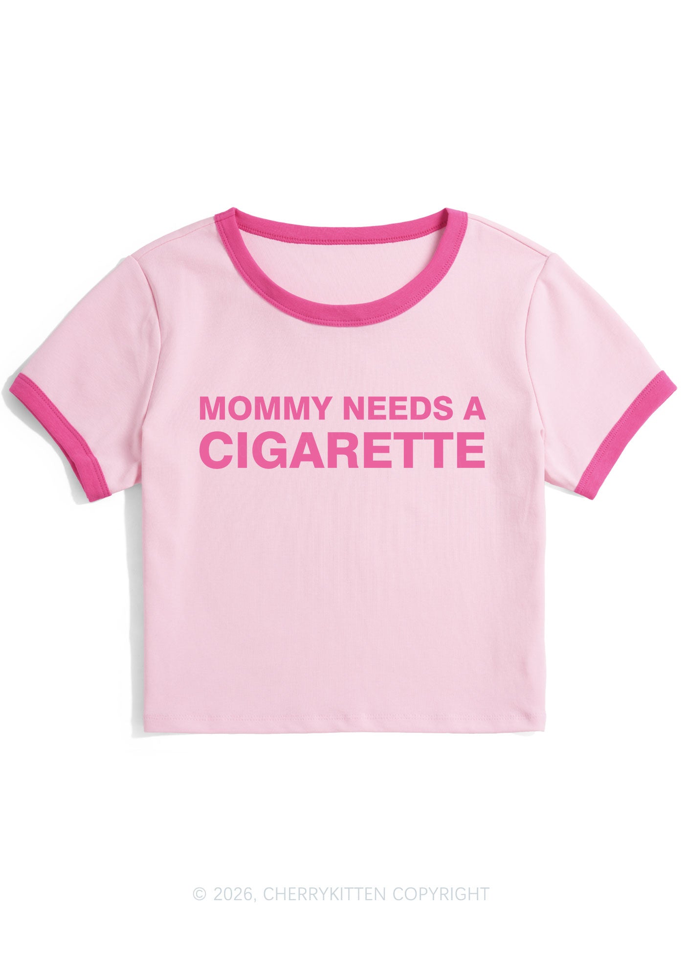 Mommy Needs A Cigarette Y2K Ringer Tee Cherrykitten