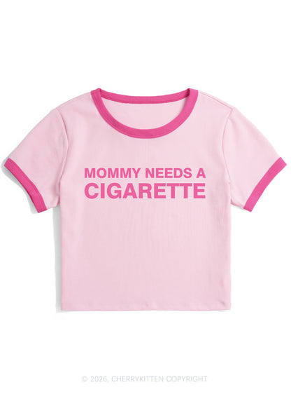 Mommy Needs A Cigarette Y2K Ringer Tee Cherrykitten