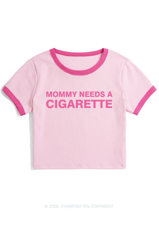 Mommy Needs A Cigarette Y2K Ringer Tee Cherrykitten