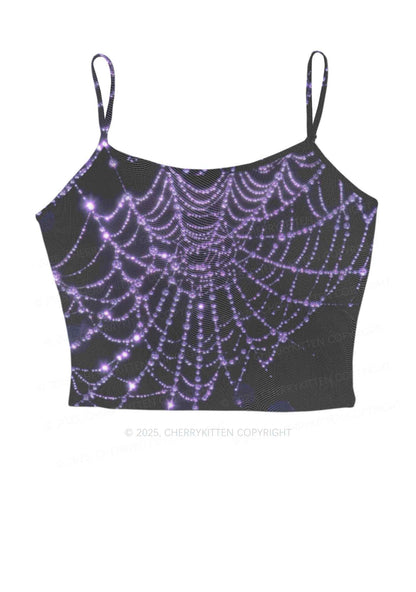 Glistening Spiderweb Y2K Mesh Cami Tank Cherrykitten
