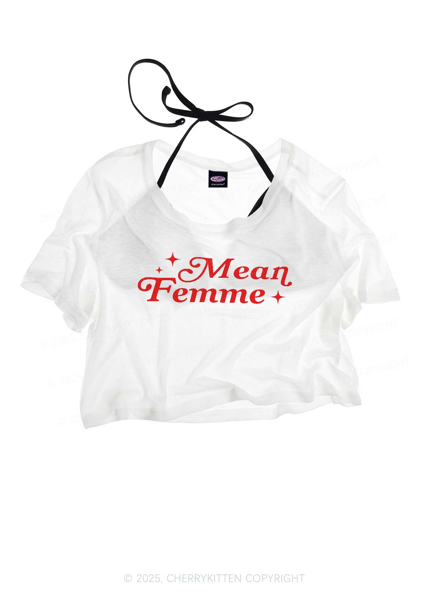 Mean Femme Pride Y2K Sheer Crop Tee Cherrykitten