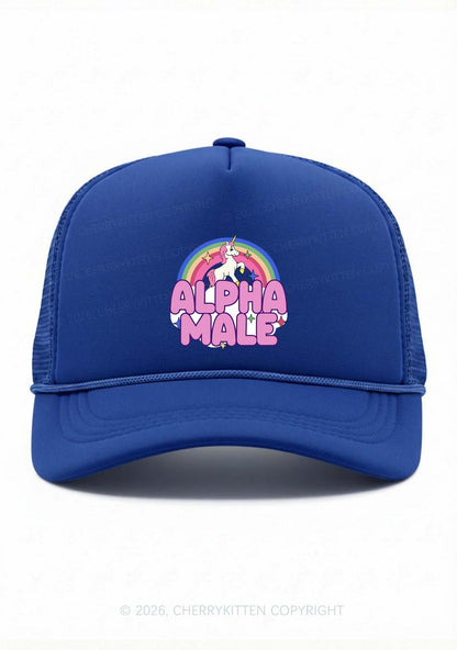 Rainbow Unicorn Alpha Male Pride Y2K Trucker Hat Cherrykitten