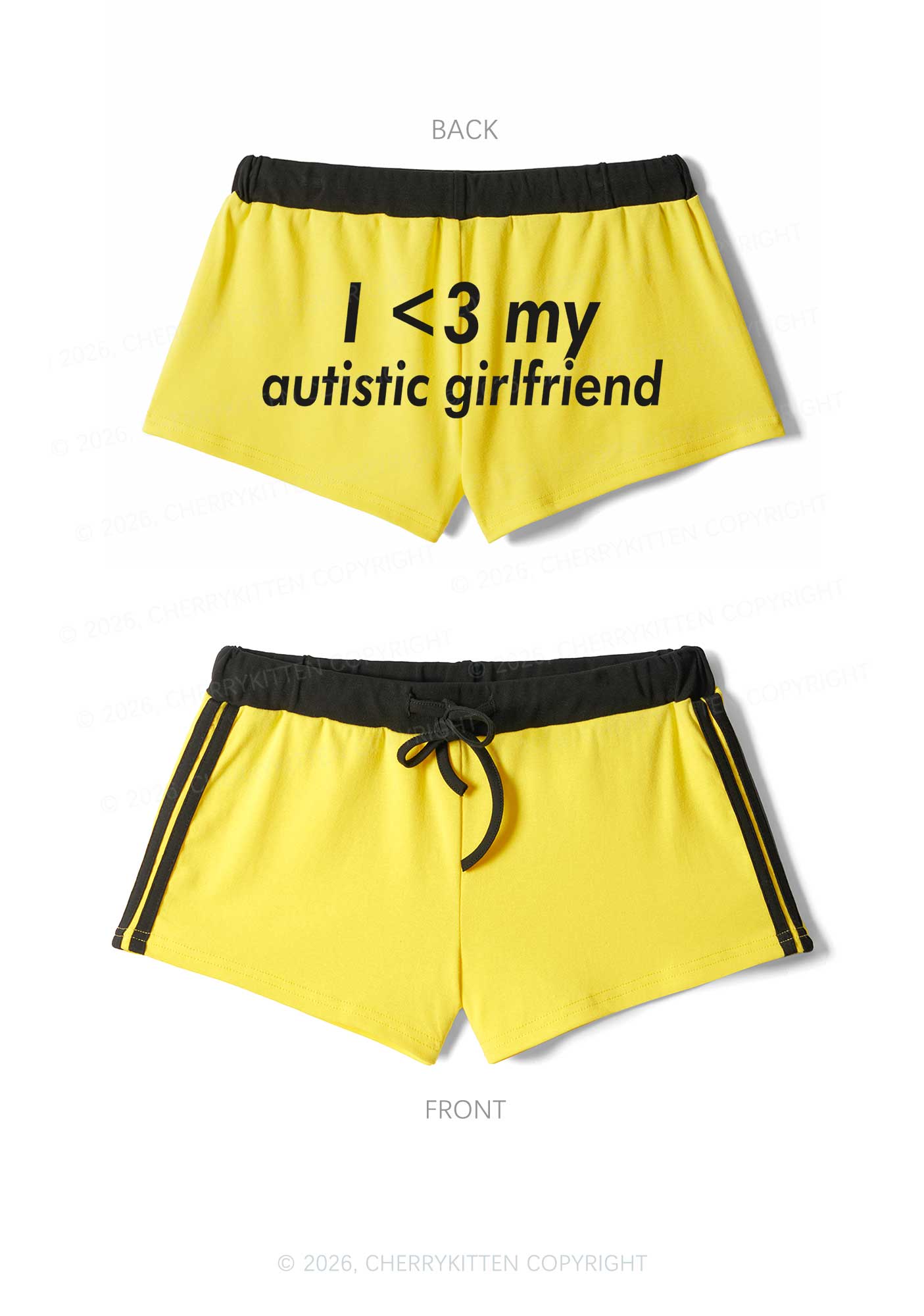 I Love My Autistic GF Valentine's Day Y2K Drawstring Mini Shorts Cherrykitten