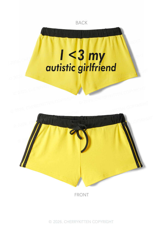 I Love My Autistic GF Valentine's Day Y2K Drawstring Mini Shorts Cherrykitten