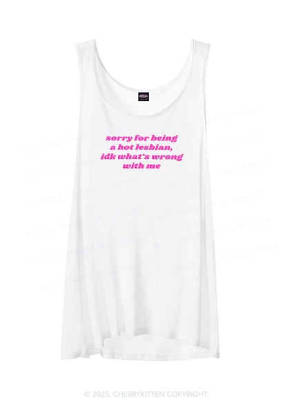 Sorry For Being Hot Lesbian Pride Y2K Sheer Boyfriend Tank Cherrykitten
