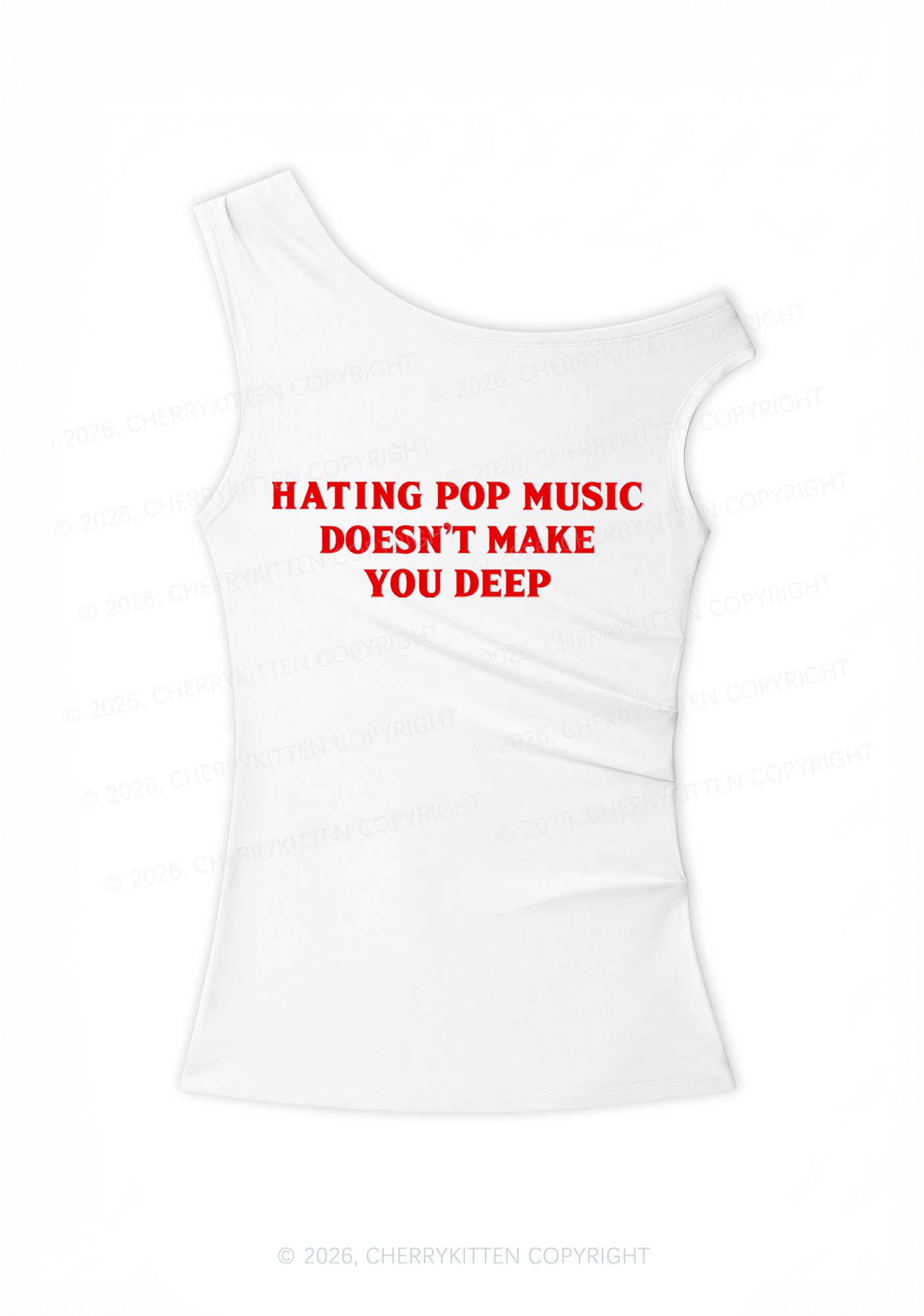 Hating Pop Music Y2K Off Shoulder Tank Top Cherrykitten