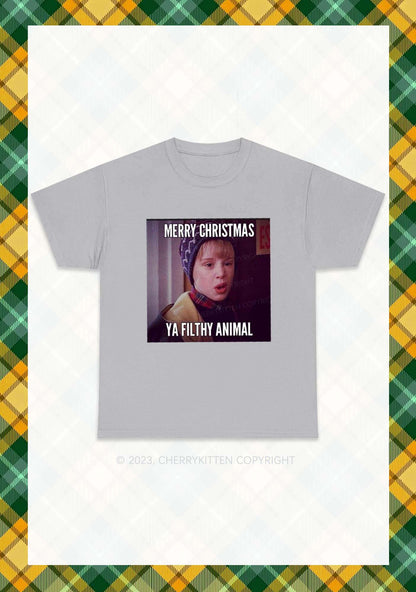 Merry Christmas Ya Filthy Animal Chunky Shirt Cherrykitten