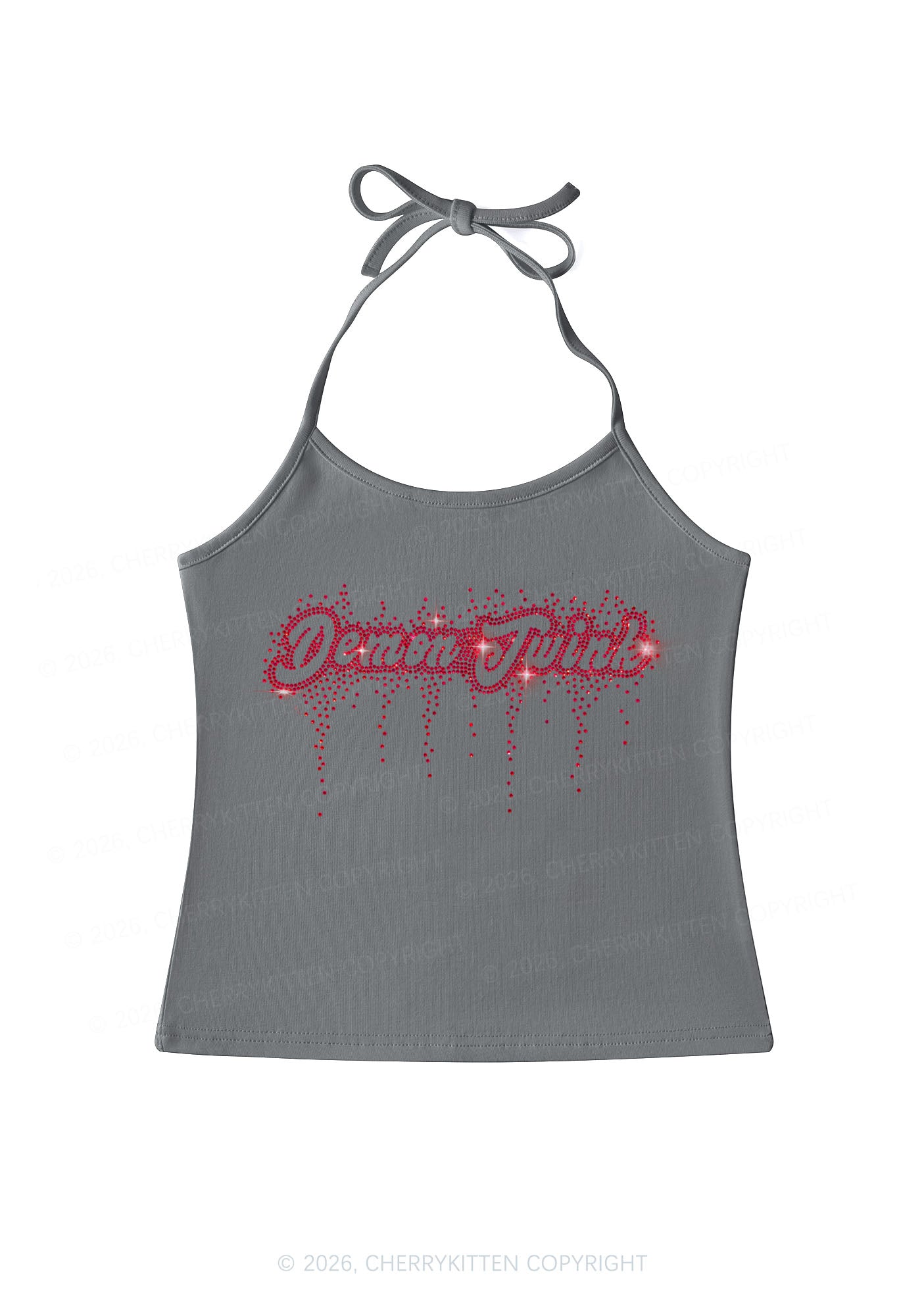 Rhinestone Demon Twink Pride Y2K Halter Neck Cami Cherrykitten