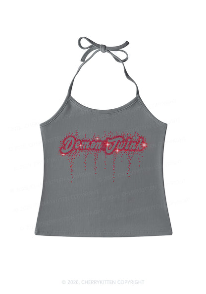 Rhinestone Demon Twink Pride Y2K Halter Neck Cami Cherrykitten