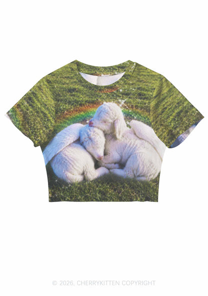 Angel Wings Baby Lambs Y2K Mesh Crop Top Cherrykitten