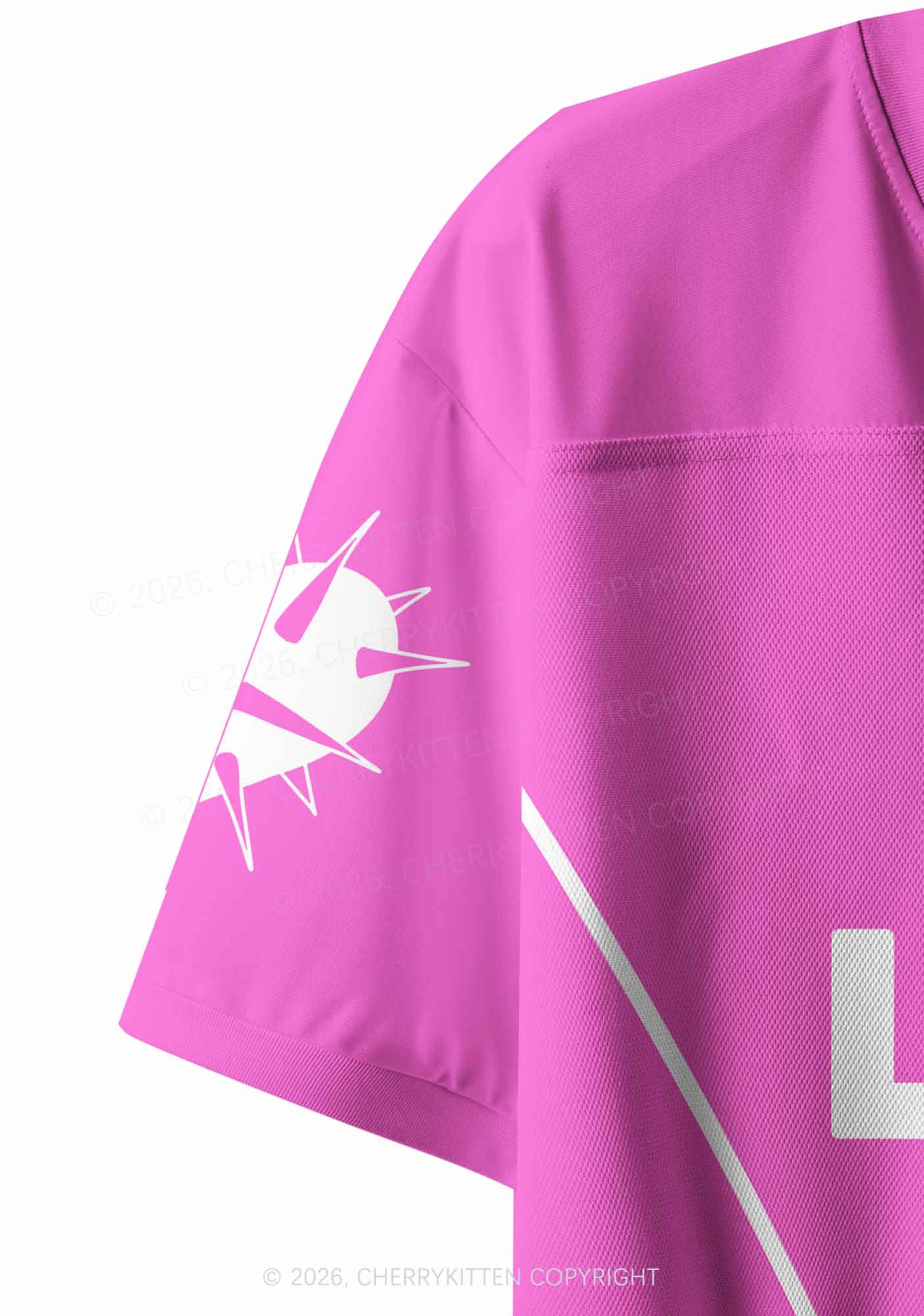 Hot Pink Live Laugh Lesbian Pride Y2K Crop Sport Jersey Shirts Cherrykitten