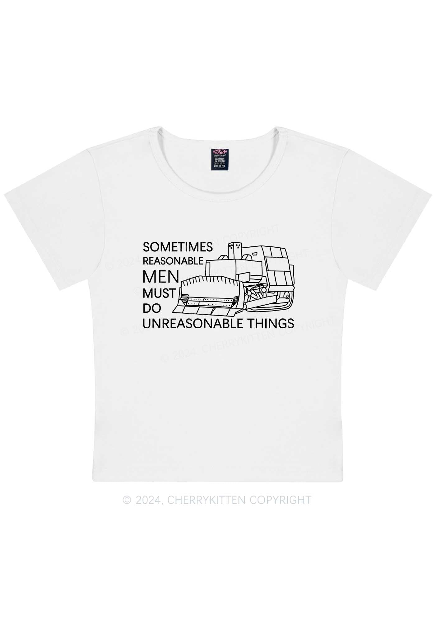 Curvy Men Do Unreasonable Things Y2K Baby Tee Cherrykitten