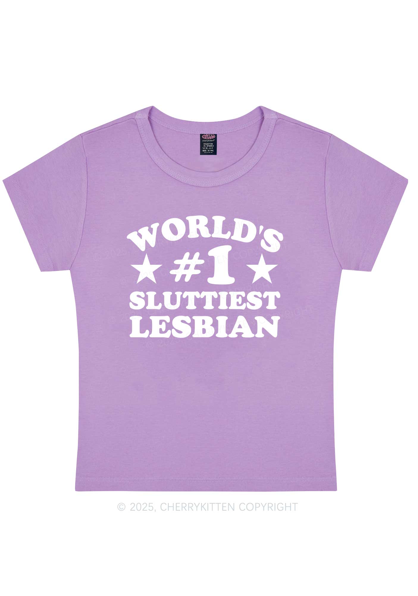 Worlds First Slxttiest Lesbian Pride Y2K Baby Tee Cherrykitten