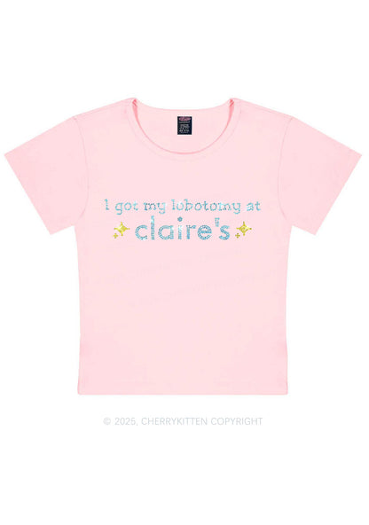 Rhinestone I Got My Lobotomy At Claires Y2K Baby Tee Cherrykitten
