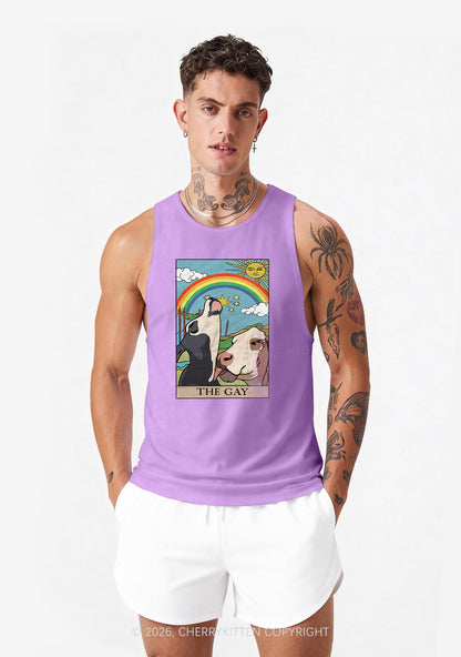Gay Cow Play Pride Y2K Men Racerback Tank Top Cherrykitten