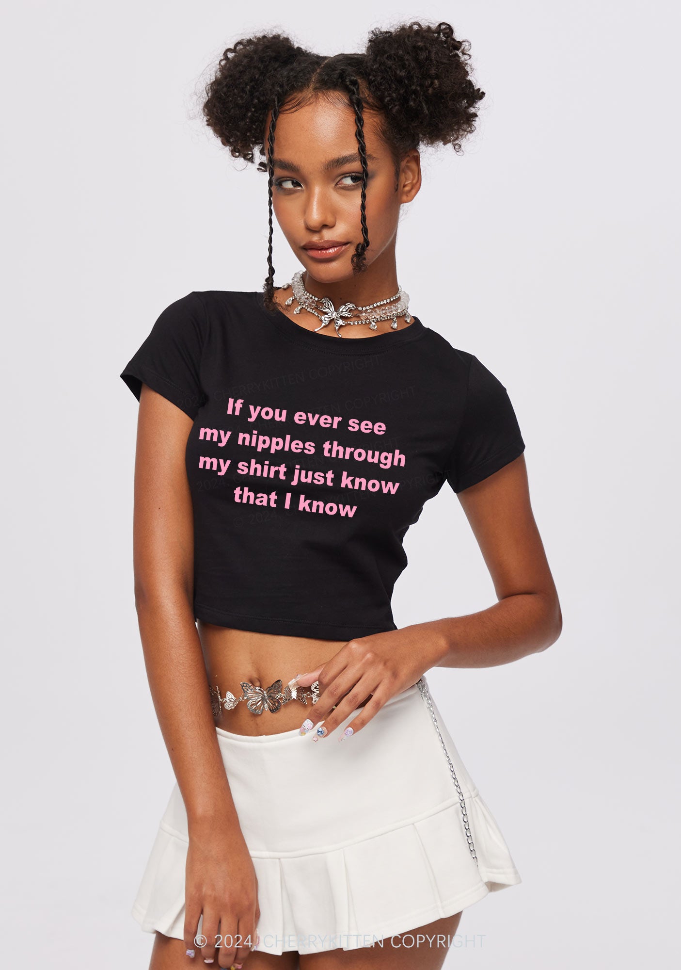 If You Ever See My Shirt Y2K Baby Tee Cherrykitten
