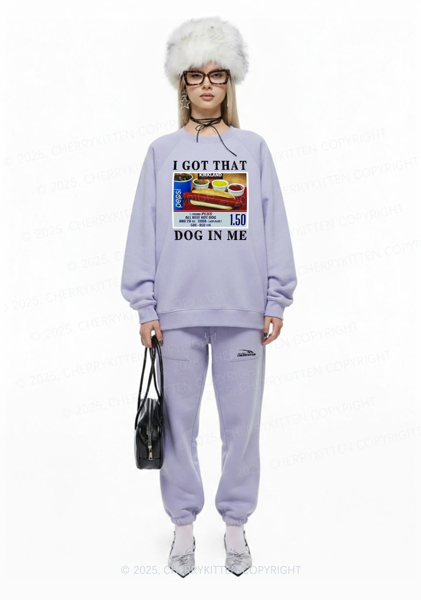 I Got That Hot Dog In Me Y2K Fleece Sweatshirts Set Cherrykitten
