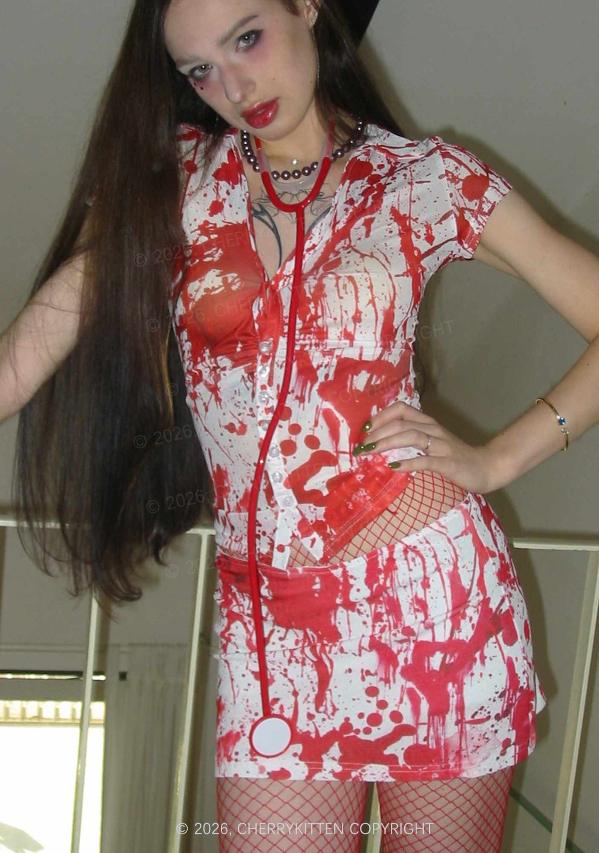 Halloween Red Blood On White Y2K Print Mini Skirt Cherrykitten