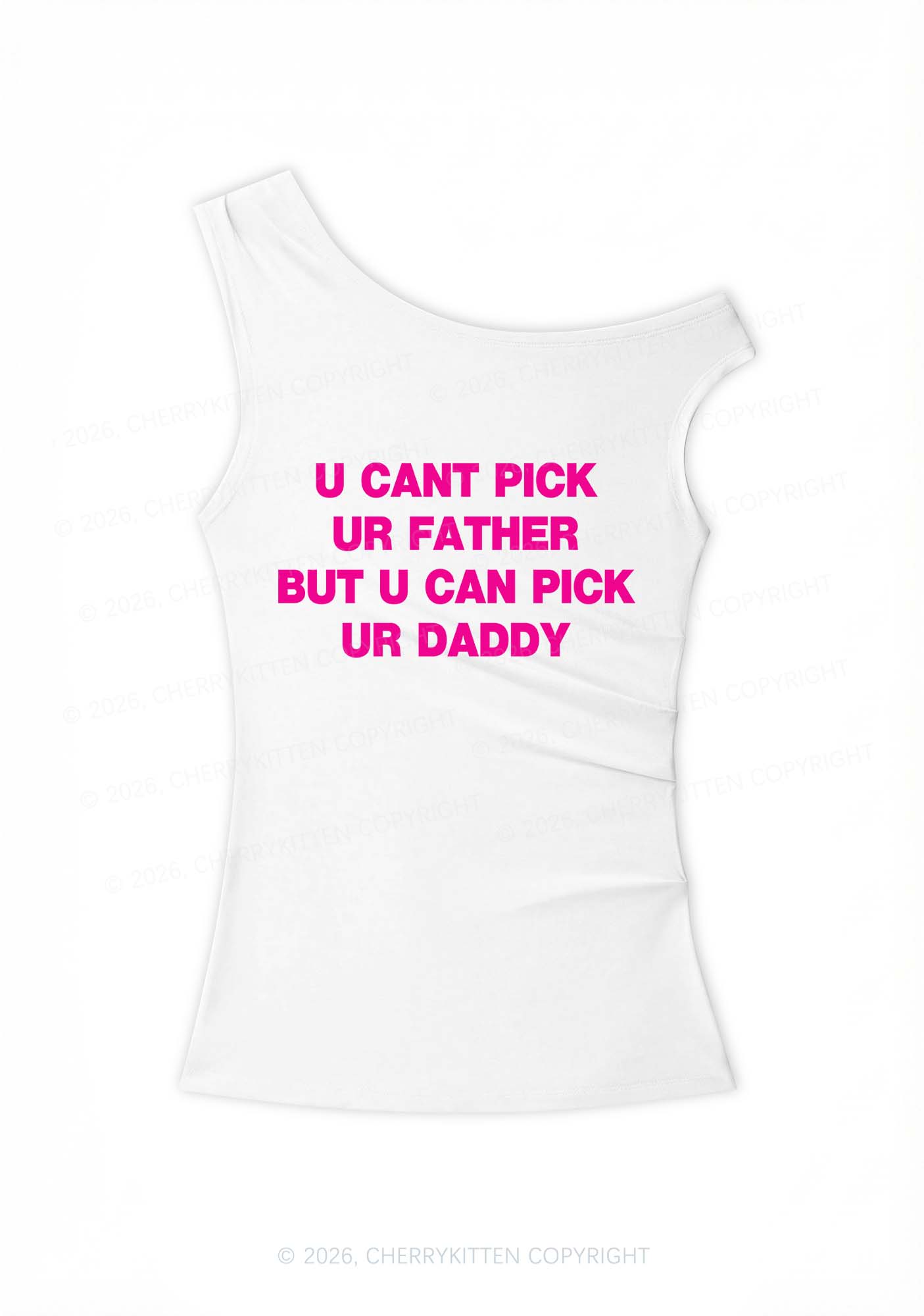 U Can Pick Ur Daddy Y2K Off Shoulder Tank Top Cherrykitten