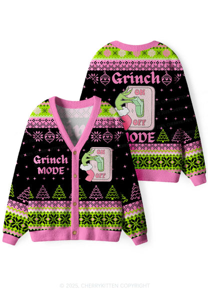 On Off Mode Y2K Christmas Cardigan Knit Sweatshirt Cherrykitten