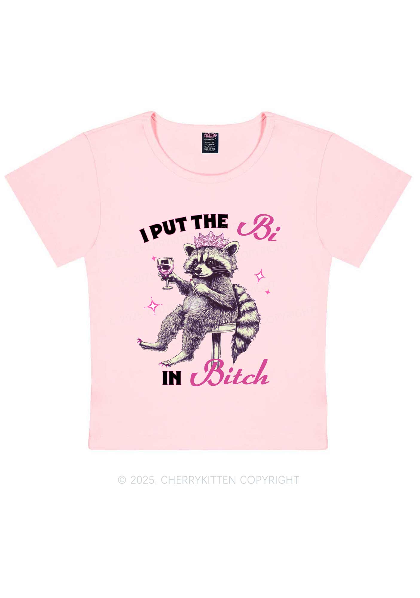 Bi Bxxch Raccoon Pride Y2K Baby Tee Cherrykitten