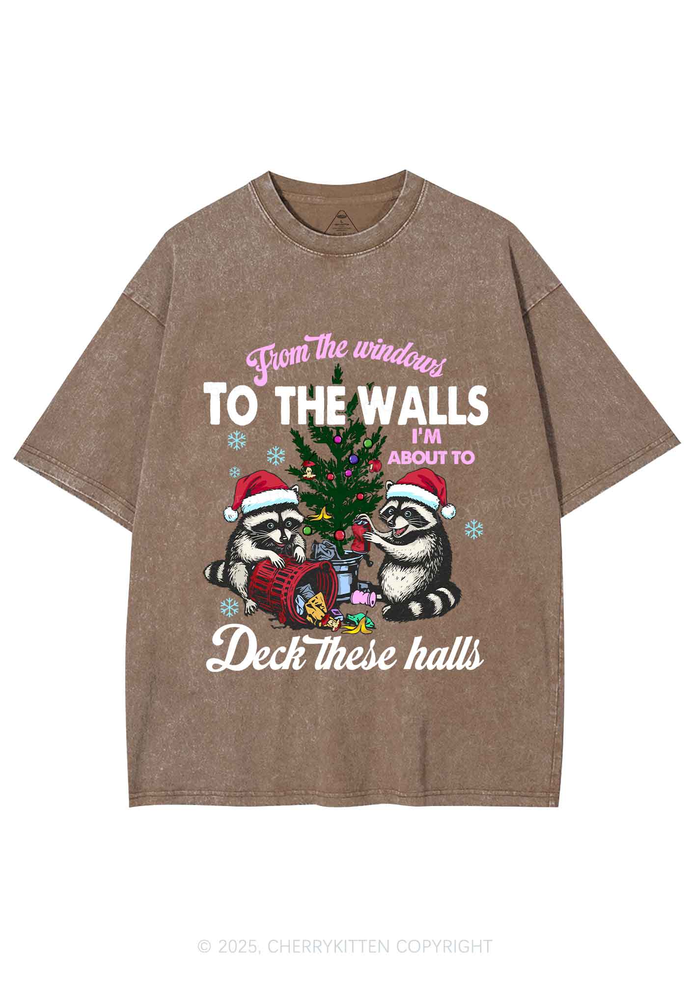 Christmas To The Walls Y2K Shirts Washed Tee Cherrykitten