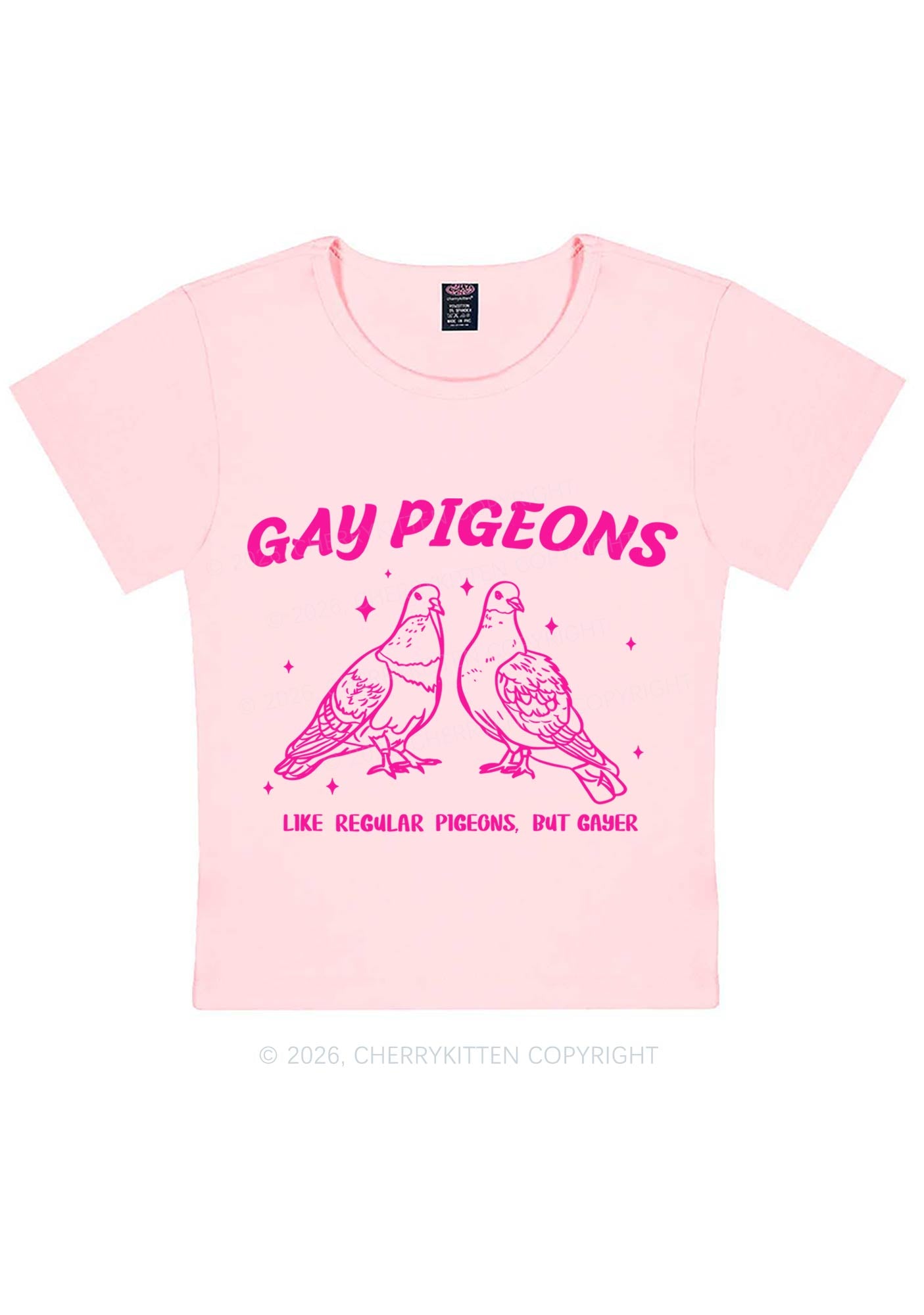 Gay Pigeons Pride Y2K Baby Tee Cherrykitten