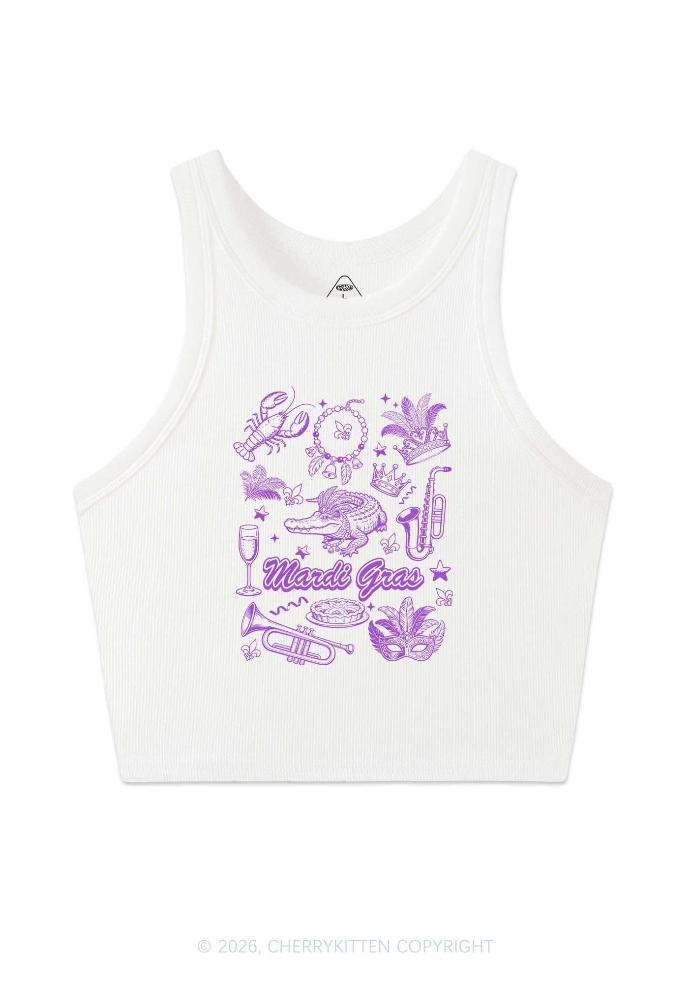 Mardi Gras Symbols Y2K Crop Tank Top Cherrykitten