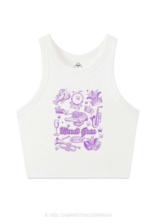 Mardi Gras Symbols Y2K Crop Tank Top Cherrykitten