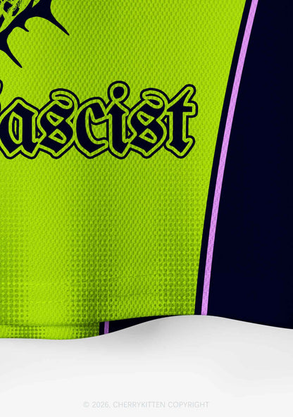 Green Better Faggot Than Fascist Pride Y2K Crop Sport Jersey Shirts Cherrykitten