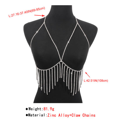 Fashion Metal Tassel Diamond Temperament Breast Chain