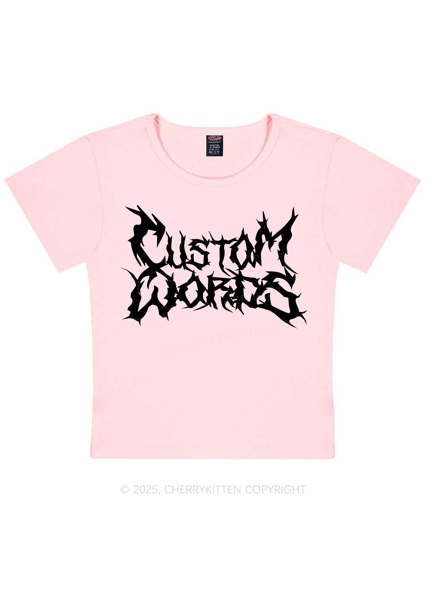 Custom Text Punk Font Y2K Baby Tee Cherrykitten