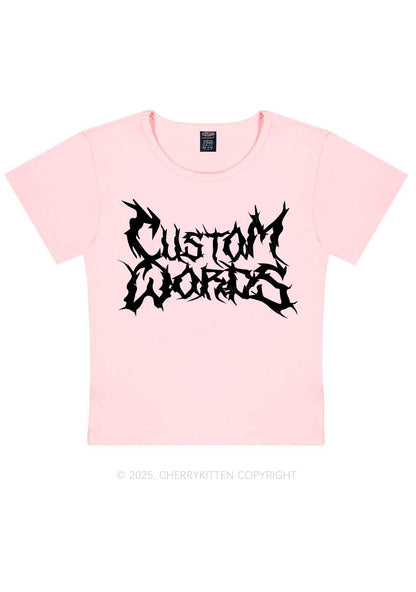 Custom Text Punk Font Y2K Baby Tee Cherrykitten