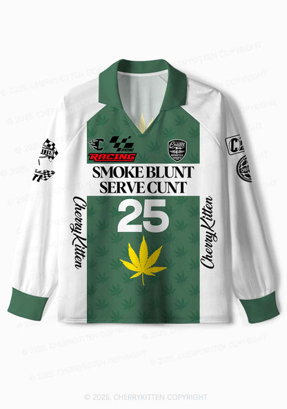 Custom Green Racing Smoke Blunt Y2K Sport Long Sleeve Jersey Shirts Cherrykitten